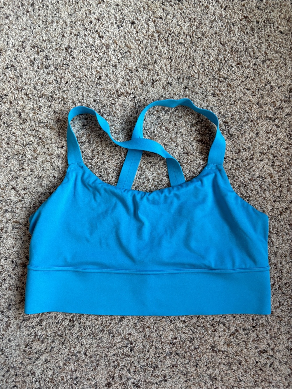 Athleta Bright Blue Strappy Sports Bra D-DD long line